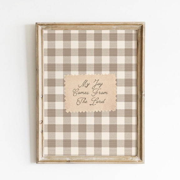 Gingham Christian Wall Art – Farmhouse Scripture Print Unframed Paper Print