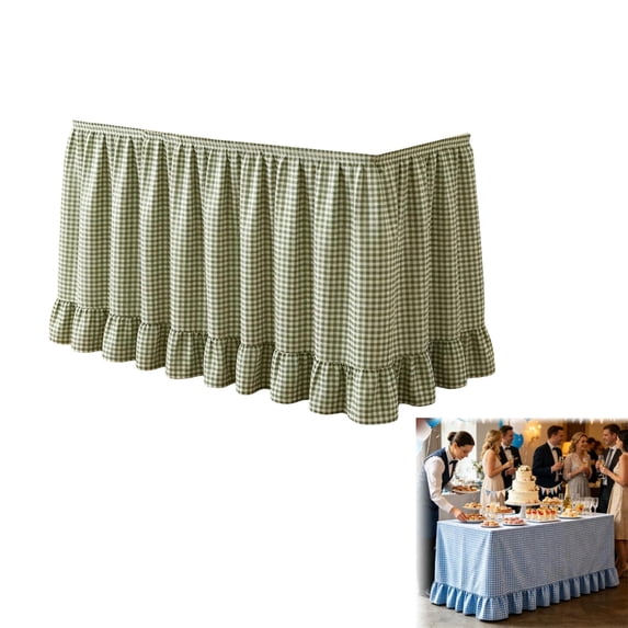 Gingham Desk Skirt, Teacher Desk Skirt, 72.05 x 29.92 in Ruffled Checkered Table Skirt with Hook-and-Loop Fasteners for Classroom, Wedding, Party & Display Table, 1 Pc