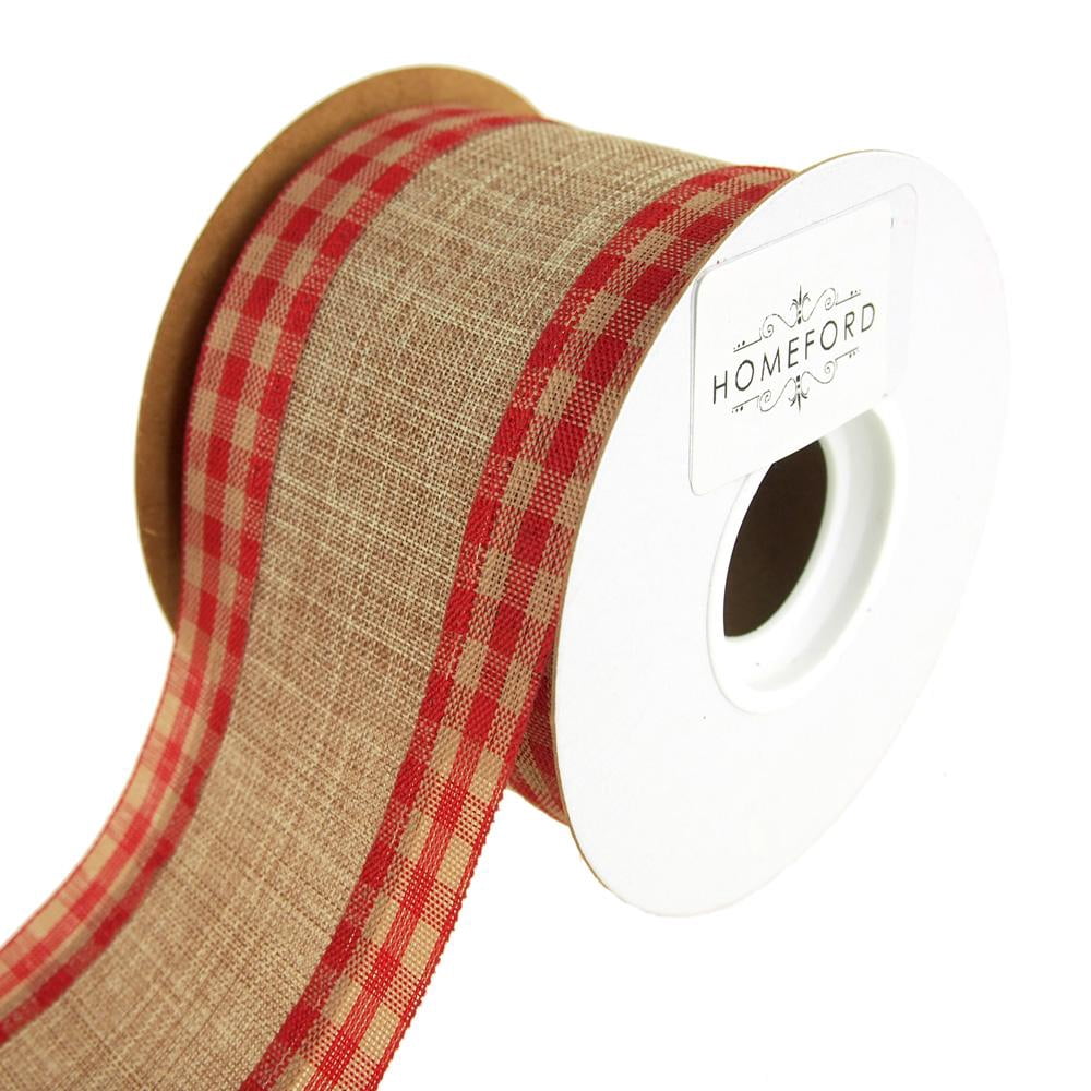 Gingham Edge Wired Faux Linen Ribbon, 2-1/2-Inch, 10 Yards - Walmart.com