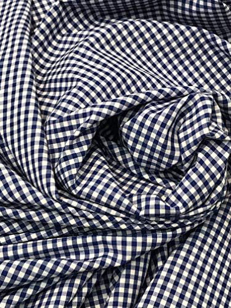 Gingham Fabric Navy Blue, Polyester Cotton Blend, 60 Inches Wide, 1/8