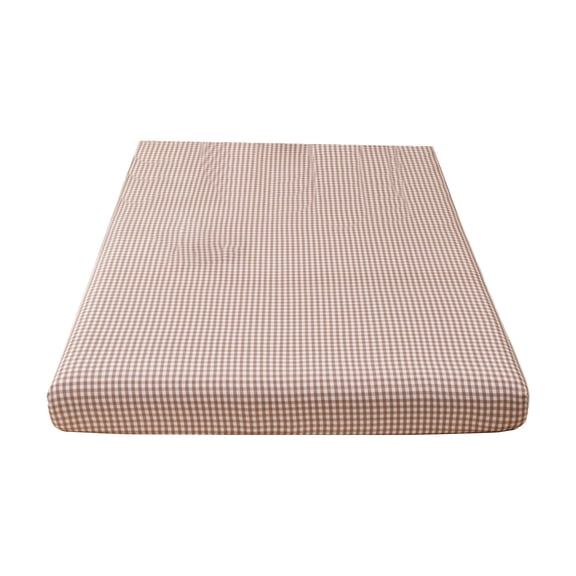 Gingham Fitted Sheet 1 Piece Plaid Bedding Sheet Soft Washed Cotton Grid Bottom Sheet Deep Pocket Farmhouse Grid Sheet(71''X79'')