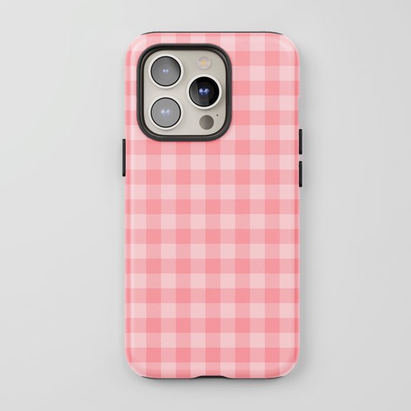Gingham For All iPhone Series Protective Phone Case Checkered Style Pink
