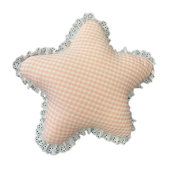 Gingham Funny Throw Pillow - 42cm Lace Trim Decorative Cushion, Soft Plush Insert for Sofa/Bedroom, Farmhouse/Elegant Home Decor