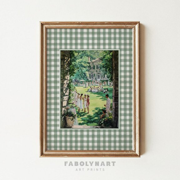 Gingham Garden Party Summer Tea Party Spring Graphic Poster Unframed Paper Print
