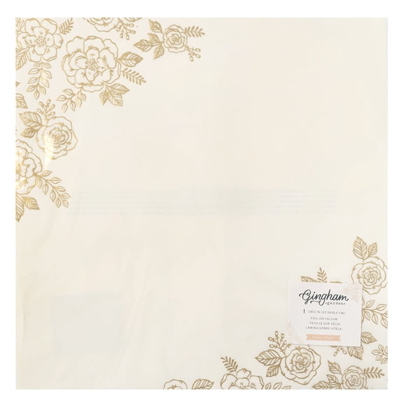 Gingham Garden Specialty Paper 12"X12"-Vellum W/Foil Accents