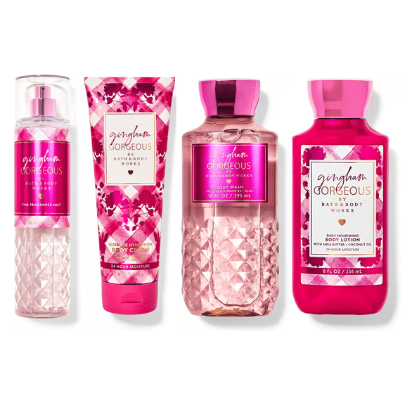 Gingham Gorgeous Gift Set By Bath and Body Works - Fragrance Mist, Body Cream, Body Wash, and Body Lotion (Full Size)