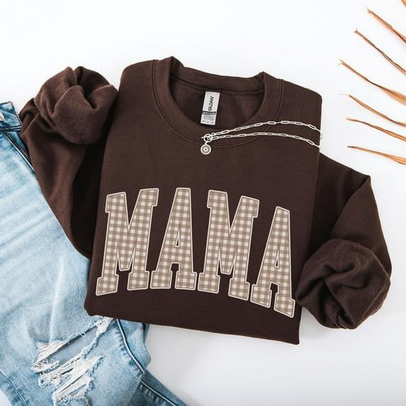 Gingham Mama Sweatshirt Mama Shirt Vintage Mama Shirt Trendy Mama Shirt Mothers Day Gift New Mama Baby Shower Pregnancy Announcement Shirt SWEATSHIRT All Size S-5XL