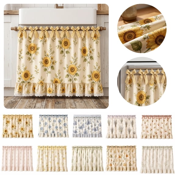 Gingham Oven Skirt for Small Kitchens, Farmhouse Ruffled Stove Cover with Lace Trim & Adjustable Tie Bands, 76x54cm Dust Curtain for Ovens, Dishwashers, Microwaves (H)