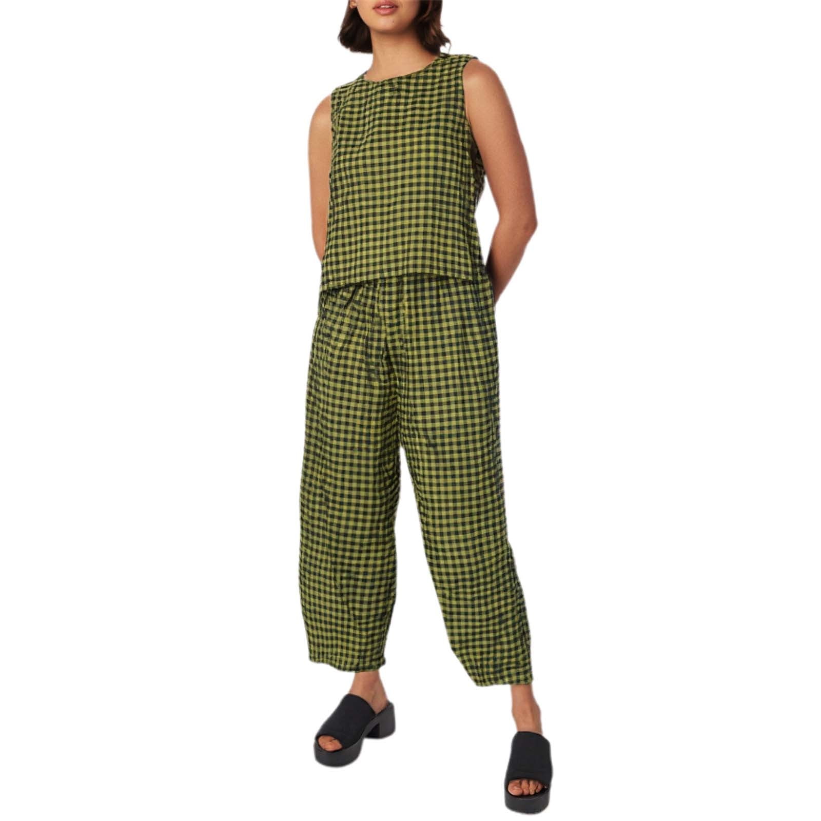Gingham Pants Women,Gingham Set Chilled Wide Leg PantGingham Set ...