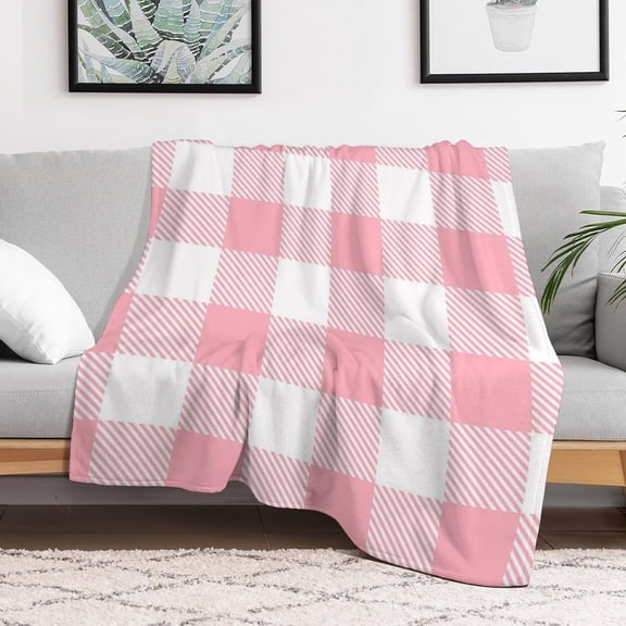 Gingham Pattern Christmas Flannel Fleece Throw Blanket Soft Blanket for Couch,Cozy,Warm,Lightweight,50x60 Inches