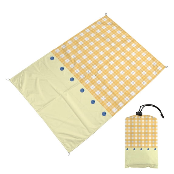 Gingham Picnic Blanket with Storage Bag 39x55 Inch, Waterproof Dust Sandproof Beach Mat, Cute Packable Washable Picnic Mat for Outdoor Hiking Camping Travel & Outdoors