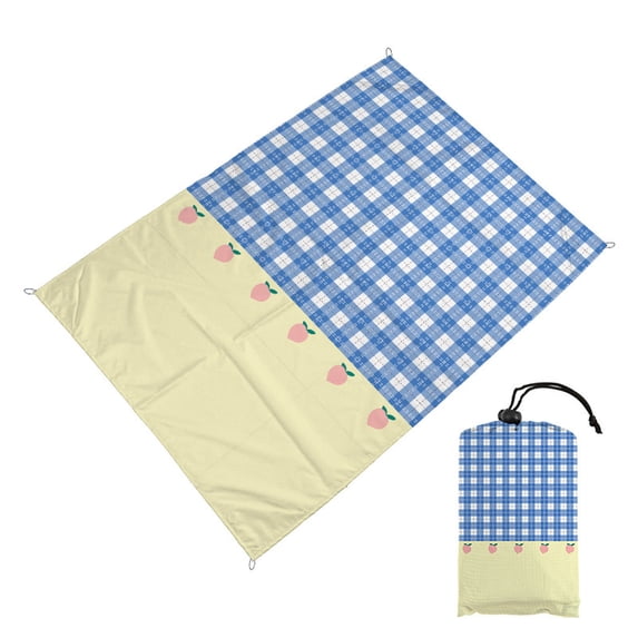 Gingham Picnic Blanket with Storage Bag 55x59 Inch, Waterproof Dust Sandproof Beach Mat, Cute Packable Washable Picnic Mat for Outdoor Hiking Camping Travel & Outdoors