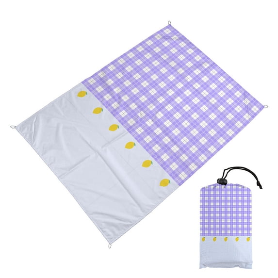 Gingham Picnic Blanket with Storage Bag 55x59 Inch, Waterproof Dust Sandproof Beach Mat, Cute Packable Washable Picnic Mat for Outdoor Hiking Camping Travel & Outdoors