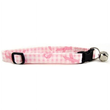 Gingham Pink Ribbon Cat Collar
