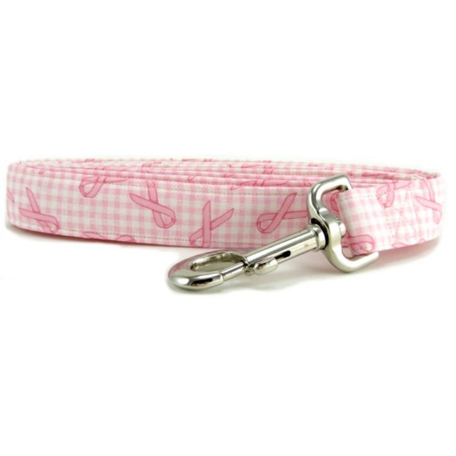 Gingham Pink Ribbon Dog Leash - Size - Small