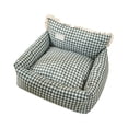 thumbnail image 1 of Gingham Plaid Pet Sofa Bed with Ruffled Backrest, Washable Semi-Enclosed Cat Bed Dog Bed Calming Couch for Cats & Small Dogs, 1 of 4