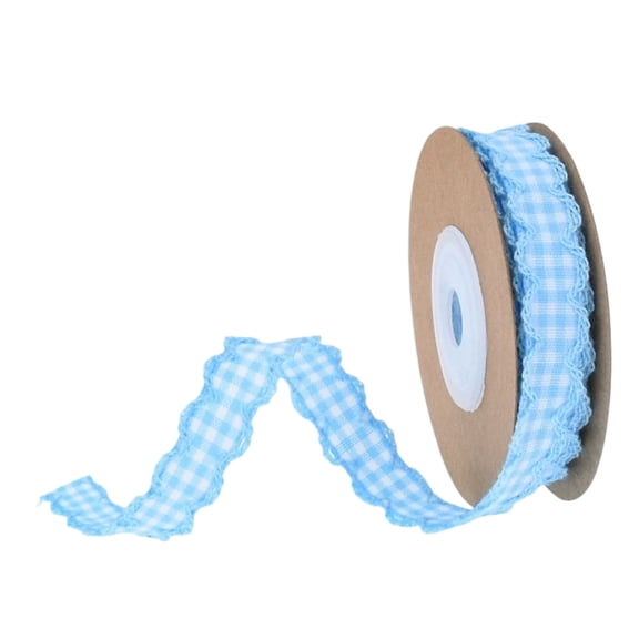 Gingham Plaid Ribbon,Polyester Checked Ribbon for Gift Wrapping,Flower Bouquets,Wreaths,Christmas Home & Party Decor Craft Ribbon Blue