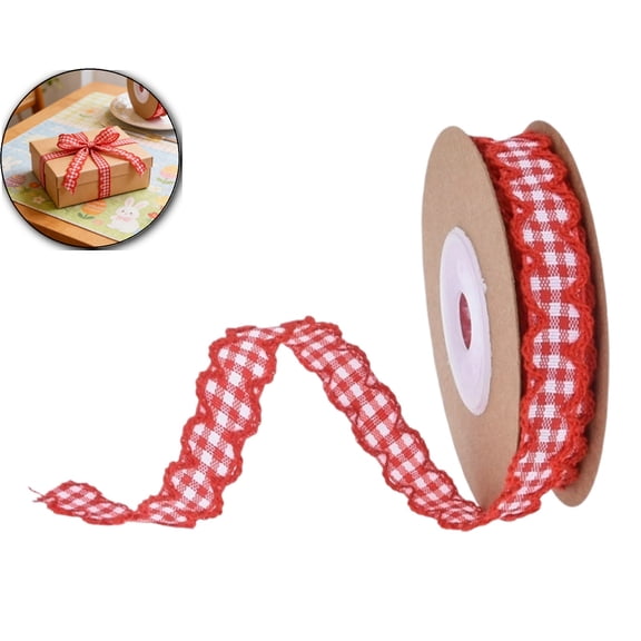 Gingham Plaid Ribbon - Polyester Checked Ribbon for Gift Wrapping, Flower Bouquets, Wreaths - Christmas Home & Party Decor Craft Ribbon