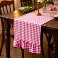 thumbnail image 1 of Gingham Plaid Ruffle Farmhouse Table Runner, 13.77" x 47.24" Short Ruffle Runner for Wedding Party Picnic Birthday Holiday, Boho Rustic Dining Decor, Table Decorations for Home Kitchen, 1 of 4