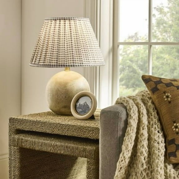 Gingham Pleated Lamp Shade Brown - Threshold designed with Studio McGee
