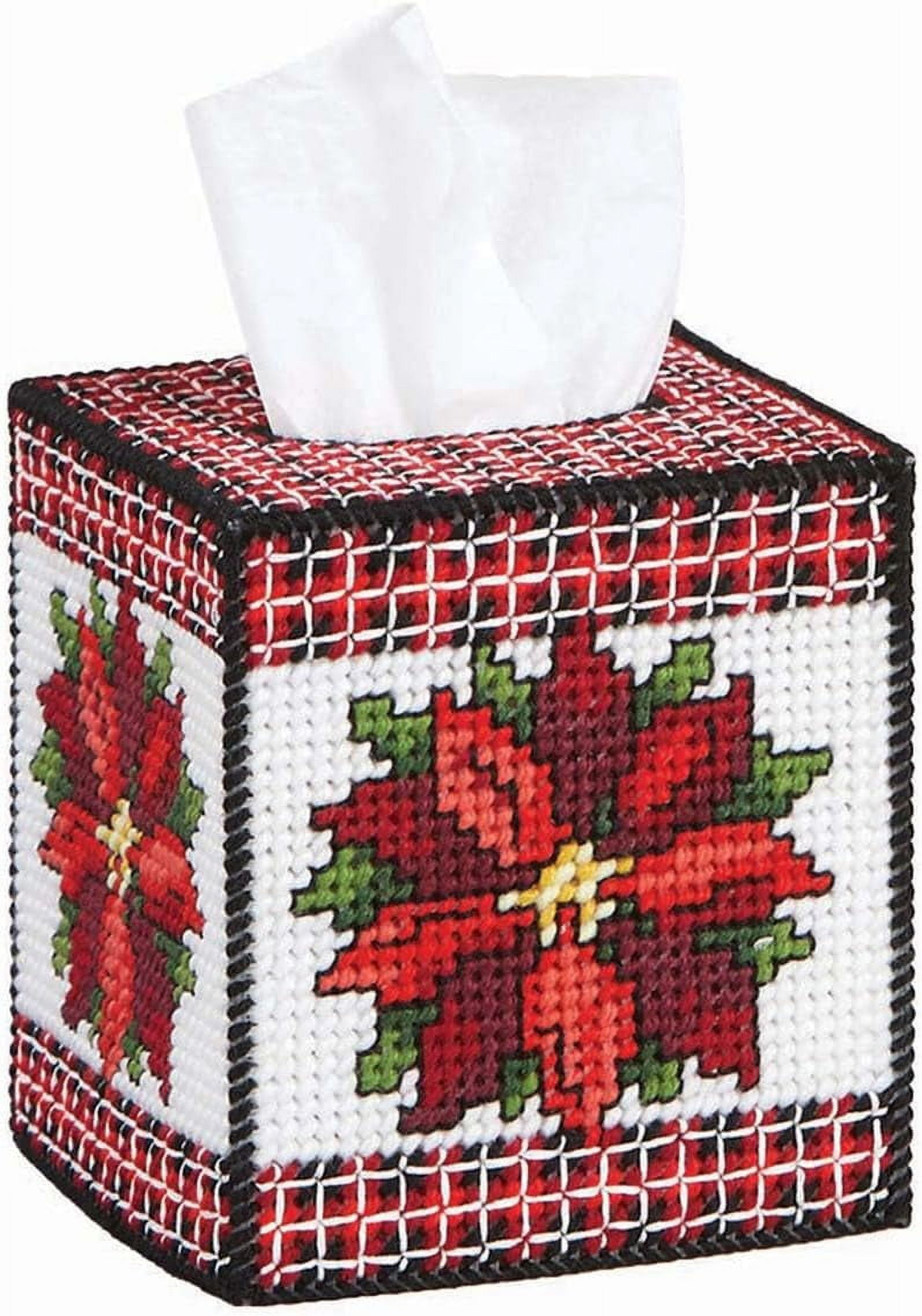 Gingham & Poinsettia Tissue Box Plastic Canvas Kit - Walmart.com