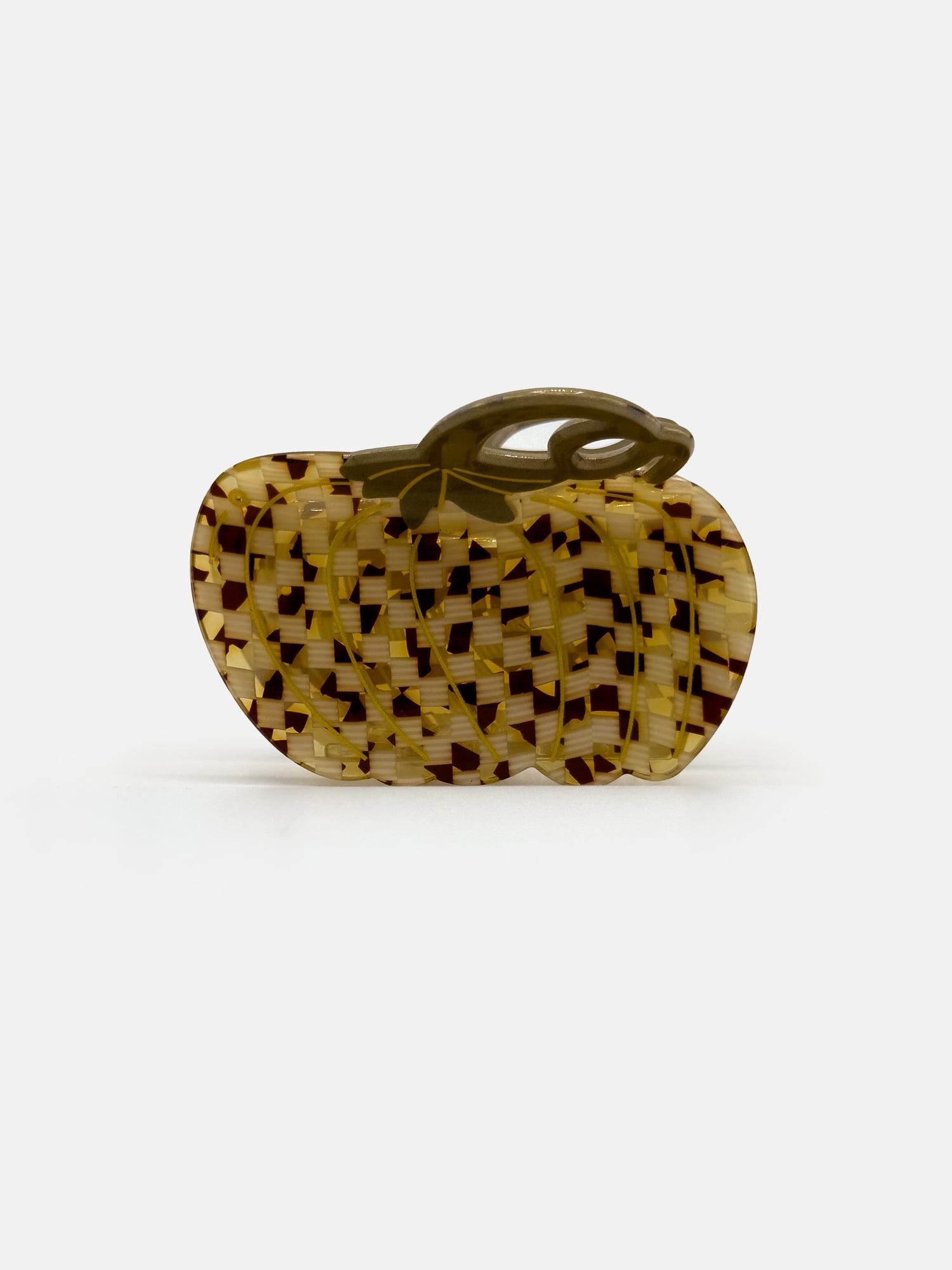 Way To Celebrate Gingham Pumpkin Acrylic Hair Claw, Brown