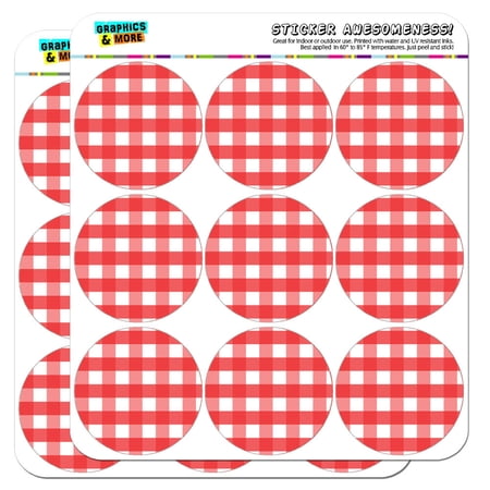 Gingham Red Picnic Western Birthday 2" Scrapbooking Crafting Stickers