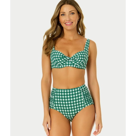 Gingham Retro Twist Bikini Top Swimsuit
