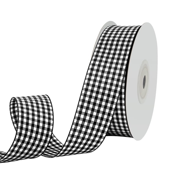 GTYBOVA Black Gingham Ribbon Checkered Ribbon Plaid Ribbon Picnic Craft Ribbon for Sewing,Wreaths, Home Decoration 1" x 25 Yd