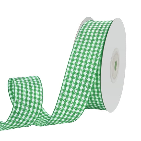 Green Gingham Ribbon Checkered Ribbon Plaid Ribbon Picnic Craft Ribbon for Sewing, Gift, DIY Craft, Wedding Decoration, Wreaths, Home Decoration 1" x 25 Yd