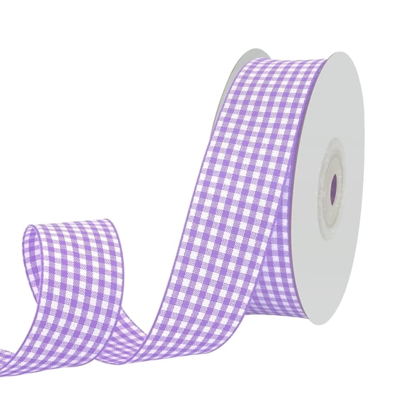 Light Purple Gingham Plaid Ribbon, 1 Inch x 25 Yards, for Gift Wrapping, Crafts, Wedding & Home Decor