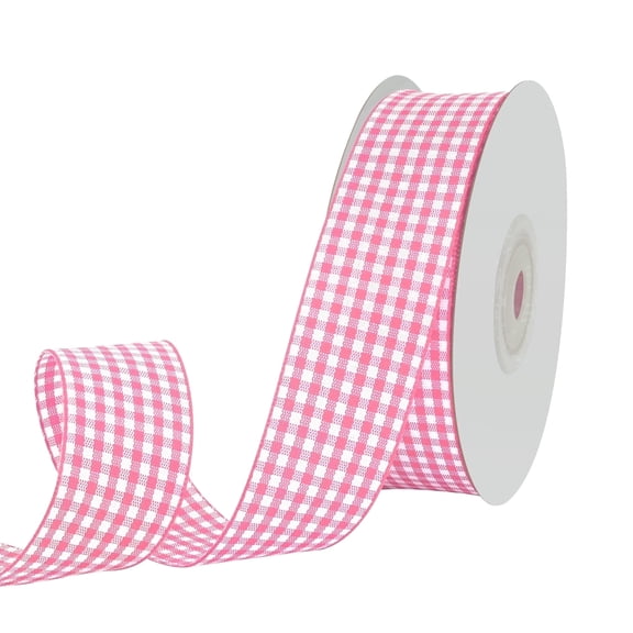 Peach Gingham Ribbon Checkered Ribbon Plaid Ribbon Picnic Craft Ribbon for Sewing, Gift, DIY Craft, Wedding Decoration, Wreaths, Home Decoration 1" x 25 Yd