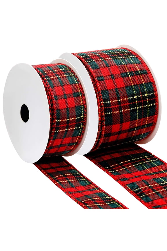Gingham Ribbon Wired Edge Buffalo Plaid Ribbon Checked Wired for Christmas DIY Craft Festival Party Supply, 11 Yard a Roll(2.5 Inch,Black and White)