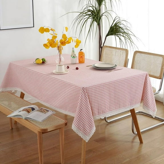 Gingham Round Tablecloth Polyester Table Cover Cottage Coquette Checker Gingham Vintage Decorative Tablecloth Christmas Table Cover