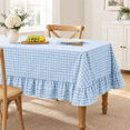 Gingham Ruffled Tablecloth Rectangle 60 X 102 Inch Light Blue - Walmart.com