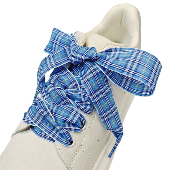 Gingham Shoe Laces, Gingham Plaid Shoelaces, Flat Ribbon Cotton Shoe Laces for Sneakers & Canvas Shoes, Multiple Colors