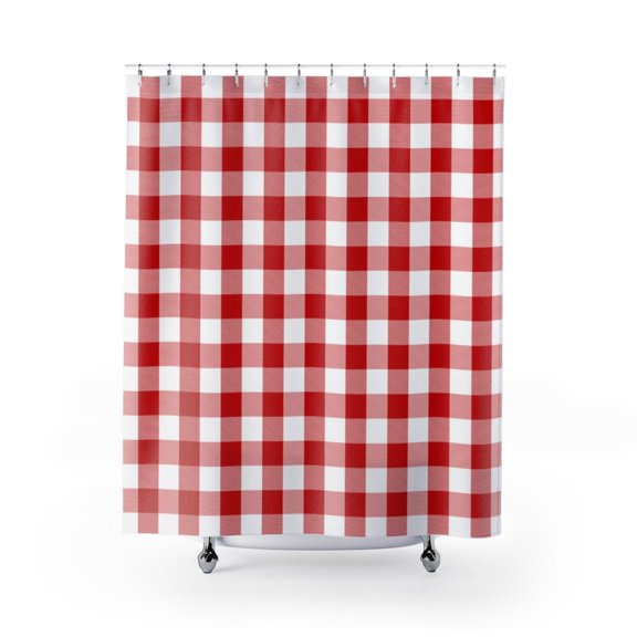 Gingham Style Background Premium 71"x74" Waterproof Shower Curtain for Stylish Bath Decor