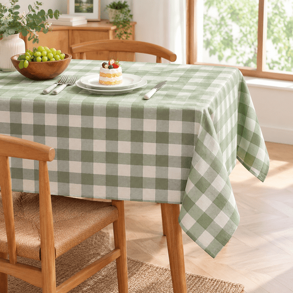 Gingham Tablecloth Rectangle Checkered Table Clothton Linen Fabric ...