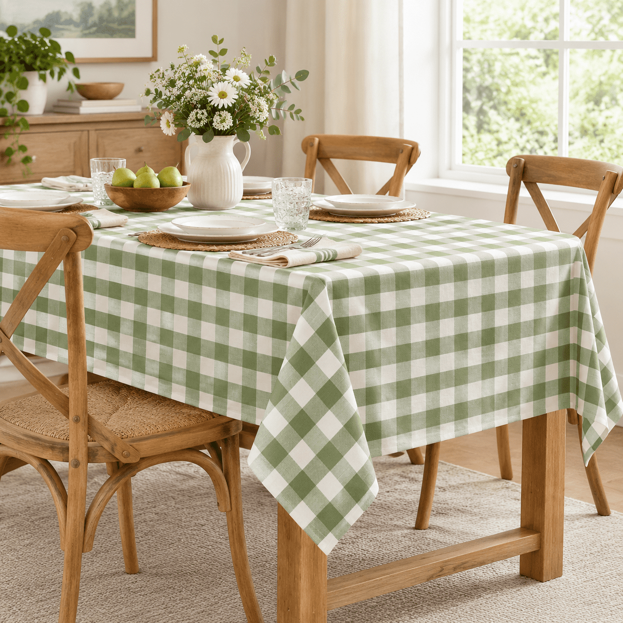 Green Tablecloth Pattern Gingham Tablecloth Rectangle Green 60