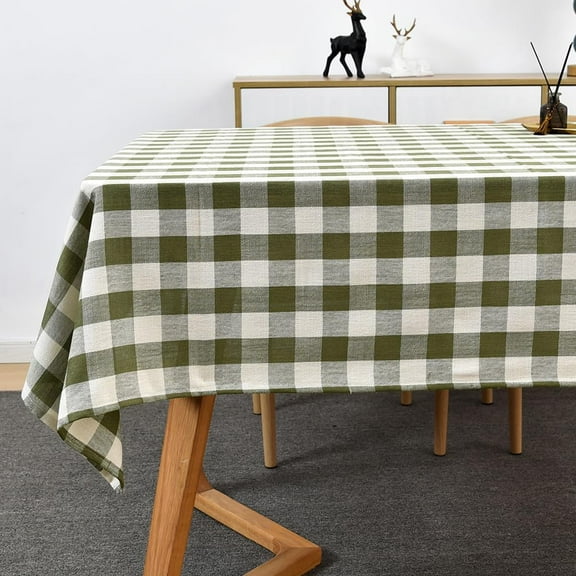Gingham Tablecloth Rectangle Table Cloth Heavy Duty Cotton Checkered Table Cover for Spring Picnic Kitchen Dining(C-Sage Green, 60x102 inch)