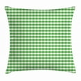 thumbnail image 1 of Gingham Throw Pillow Cushion Cover, Picnic Blanket Inspired Green and White Plaid Retro Gingham Checkered Pattern, Decorative Square Accent Pillow Case, 16 X 16 Inches, Green and White, by Ambesonne, 1 of 2