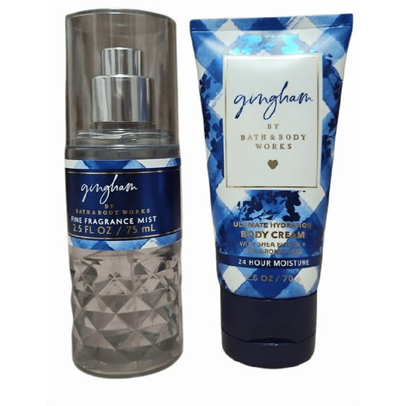 Gingham Travel Set by Bath and Body Works - Fine Fragrance Mist and Shea Buttetr Ultimate Hydration Body Cream - 2.5 oz each