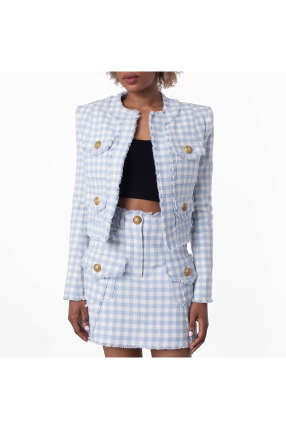 Gingham Tweed Jacket, Brand Size 38 (US Size 6)