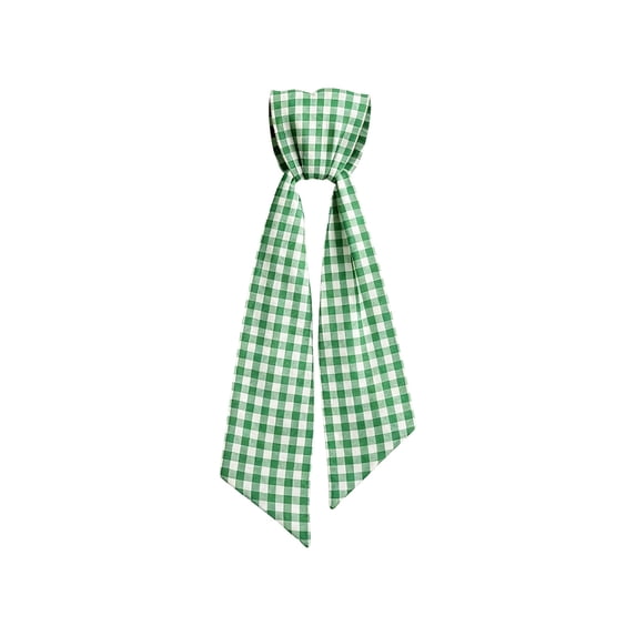 Gingham Wreath Sash, Scalloped Wavy Edge Ribbon Streamer for Front Door Decor, Modern Fabric Bow