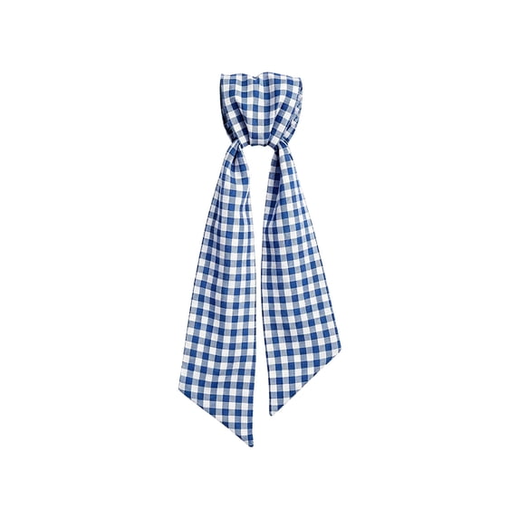 Gingham Wreath Sash, Scalloped Wavy Edge Ribbon Streamer for Front Door Decor, Modern Fabric Bow