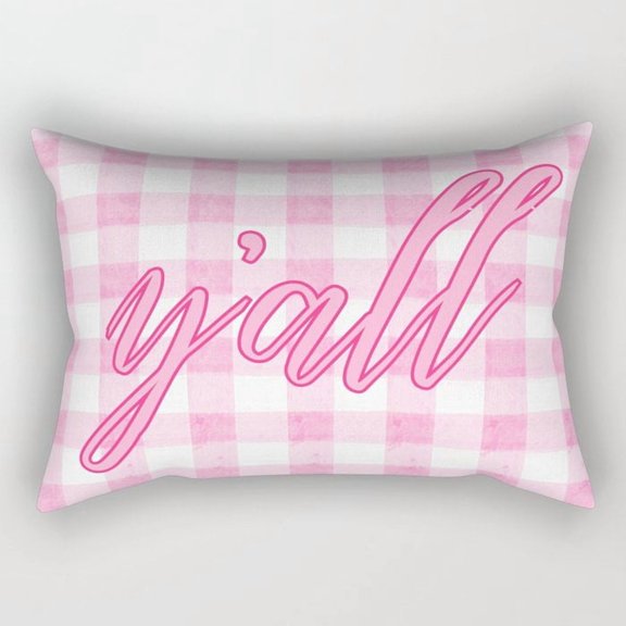 Gingham Yall Script Lumbar Pillow Cover, 30 x 20 in, Double-Sided Print, Cover Only