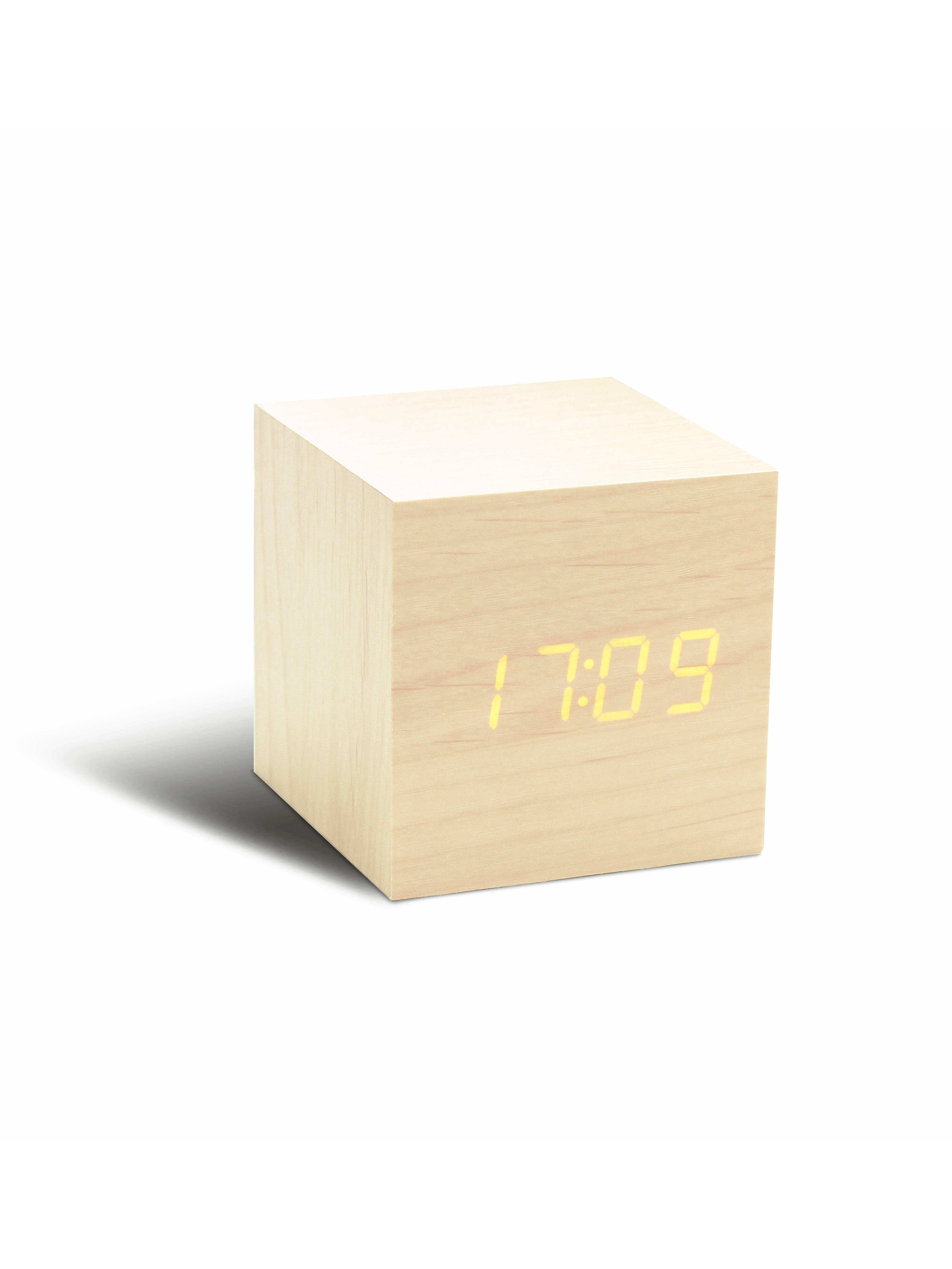 Gingko Cube LED Click Clock – Wecker Mit Sound-Aktivierung, Zeigt Zeit, Datum & Temperatur