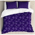 thumbnail image 1 of Gingko Duvet Cover Set Queen Size, Psychedelic Biloba Tree Leafage Floral Plant Beauty Essence Growth Motif, Decorative 3 Piece Bedding Set with 2 Pillow Shams, Violet Dark Purple, by Ambesonne, 1 of 3
