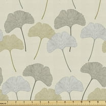 Ambesonne Gingko Fabric by the Yard Upholstery, Soft Tree Leaves Retro Style, 10 Yards, Sage Green Eggshell