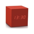 thumbnail image 1 of Gingko Gravity Cube Click Clock  3" x 3" Time/Date/Temp Red  Alarm Clock, 1 of 2